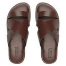 SANDÁLIA MASCULINA CASUAL EM COURO MARROM - CONHAQUE