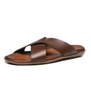 SANDÁLIA MASCULINA CASUAL EM COURO MARROM - CONHAQUE